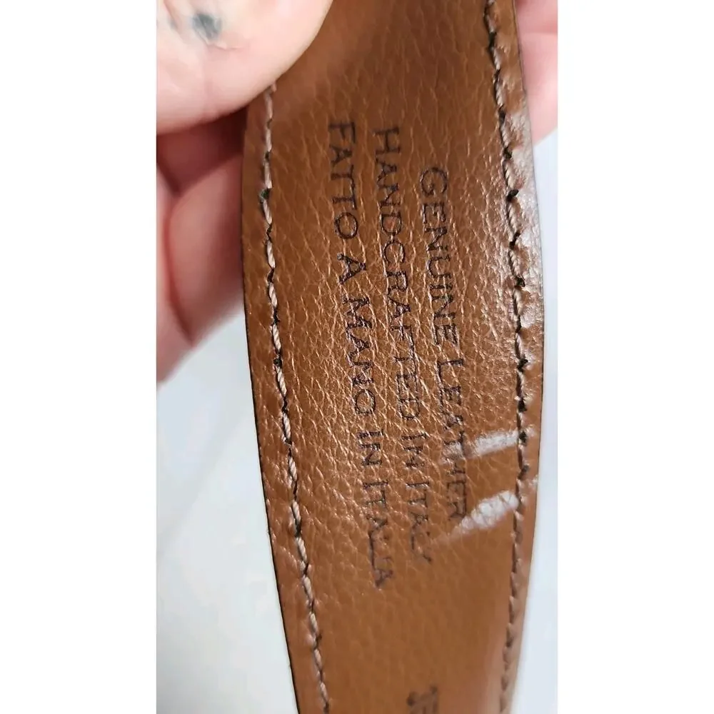 Joseph Abboud Handcrafted In Italy Leather Belt Men’s Sz 36 Cognac Brown